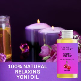 Cherry Yoni Oil Potent, Hydrating, Moisturising Lotion Oil. 100% Natural & Vegan. Reduces Friction, Chaffing & Dryness. Balances PH Level & Fresh Scent with Vitamin E (30ml)