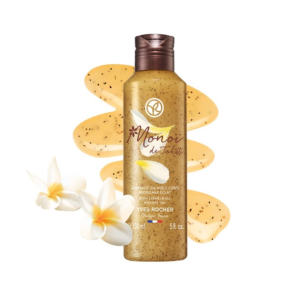 Yves Rocher Monoï Body Exfoliating Oil Radiant Tan, Exotic Care for Your Skin, 1 x Bottle 150 ml