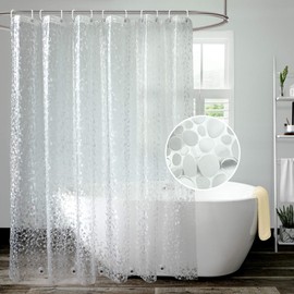 AooHome Pebble Pattern Shower Curtain Liner, Plastic EVA Shower Curtain with Bottom Magnets, Water Repellent, 72x72 inch, Semi Transparent