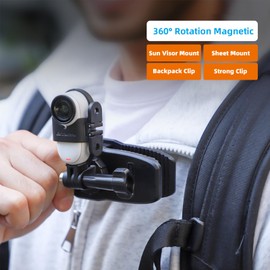 Backpack Clip Mount for DJI Osmo Action 5 Pro Accessories, with 1/4" Adapter Screw Head, 360° Adjustable Magnetic Mount for Gopro Hero 13, Osmo Pocket 3, for Insta 360 X4 Go3s Ace Pro Action Camera