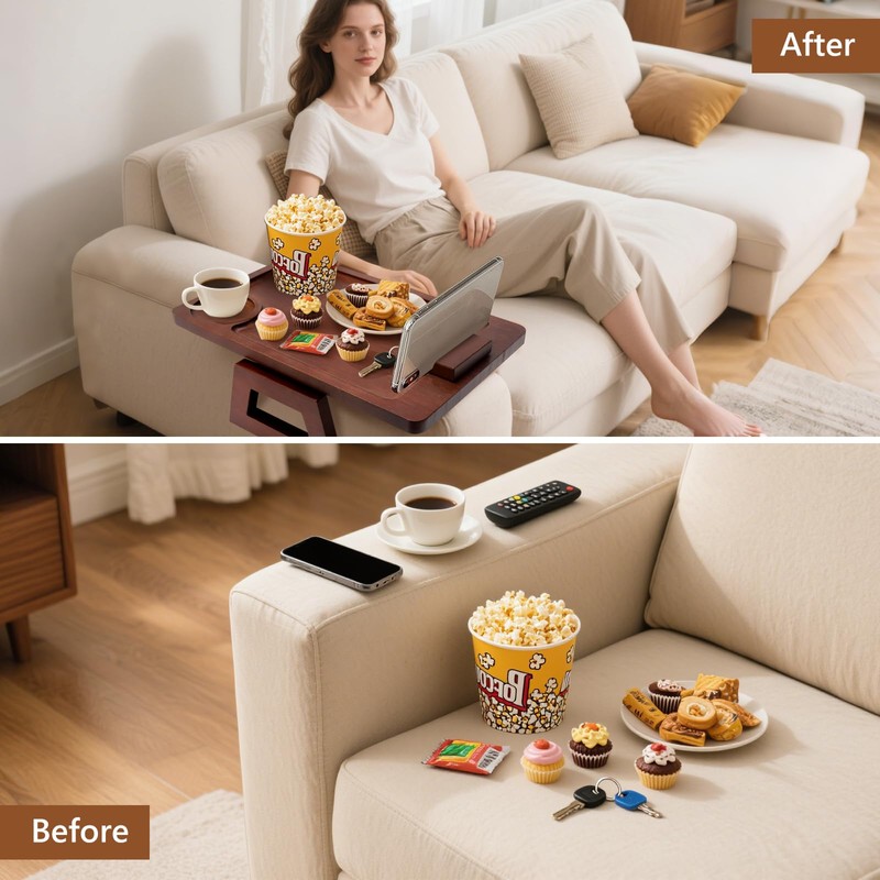 Couch Trays & Sofa Armrest Table - Multi-Functional Arm Trayes