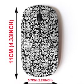 mouse inalámbrico de 2.4 G con bonito diseño de patrón para todos los portátiles y computadoras de computadora con nanoreceptor, negro y blanco