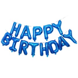Dark Blue Happy Birthday Banner,16 Inch Mylar Foil Letters Sign,Reusable Balloons for Women, Men, Boys & Girls Birthday Decorations Party Supplies