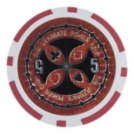 Brybelly The Ultimate Poker Chip Holo Inlay Heavyweight 14-Gram Clay Composite - Pack of 50 ($5.00 Red)