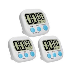 3 Pack Digital Kitchen Timer for Cooking Big Digits Loud Alarm Magnetic Backing Stand Cooking Timers for Baking White