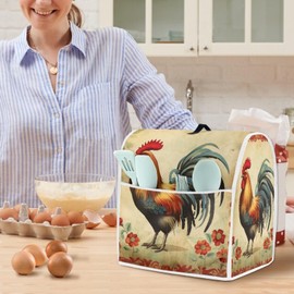 Pointodoor Kitchen Aid Mixer Cover Chicken Sunflower Rooster Stand Mixer Cover Dust Cover with Handle & Pocket Kitchen Accessories Size L