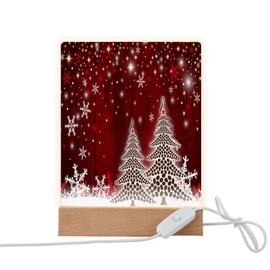 Christmas Tree Night Light Winter Snowflakes Photo Night Lights LED Nightlight Lamp with USB Charger Table Bedroom Bathroom Kitchen Nightlights