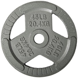 Fitvids Olympic Cast Iron 2-Inch Weight Plate for Strength Training & Weightlifting, Multiple Weights Available, 45LB (Single)