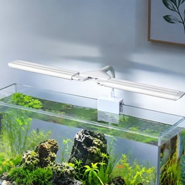 Led Aquarium Light Clip on Fish Tank Light Full Spectrum Plants Lights with Timer Auto On Off, 3 Colors Mode, 360° Adjustable 2 Light Bar, Aquarium Lamp Suitable for 16-32 Inch Fish Tank