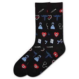 K. Bell Socks Calcetines divertidos para hombre, Medicina (Negro), Large