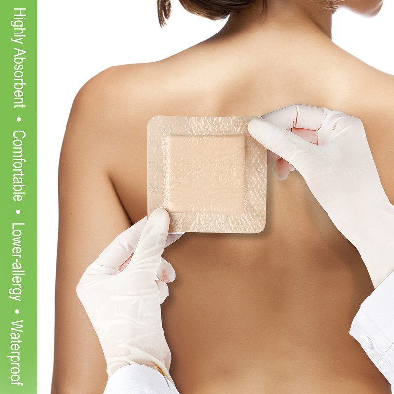 NeuHeils Silicone Adhesive Foam Dressing with Gentle Border 4''x4'' for