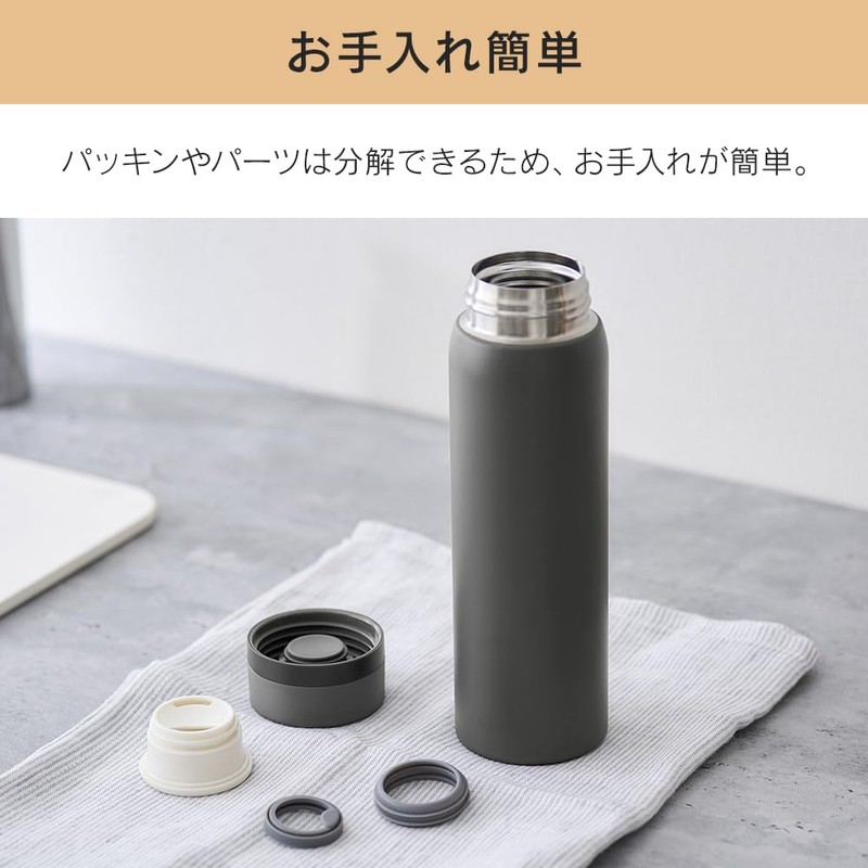 アイリスオーヤマ 水筒 スクリュー マグボトル 350ml グレー 真空断熱6時間キープ! 保温65℃以上,保冷9℃以下 飲み口が大きく香り際立つ おいしい温度をキープ