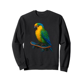 Skateboarding Parrot Vibes Colorful Design Sweatshirt