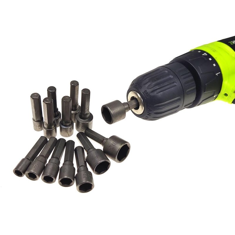 Hyshina 14-Piece Power Nut Driver Bit Set, Metric & SAE