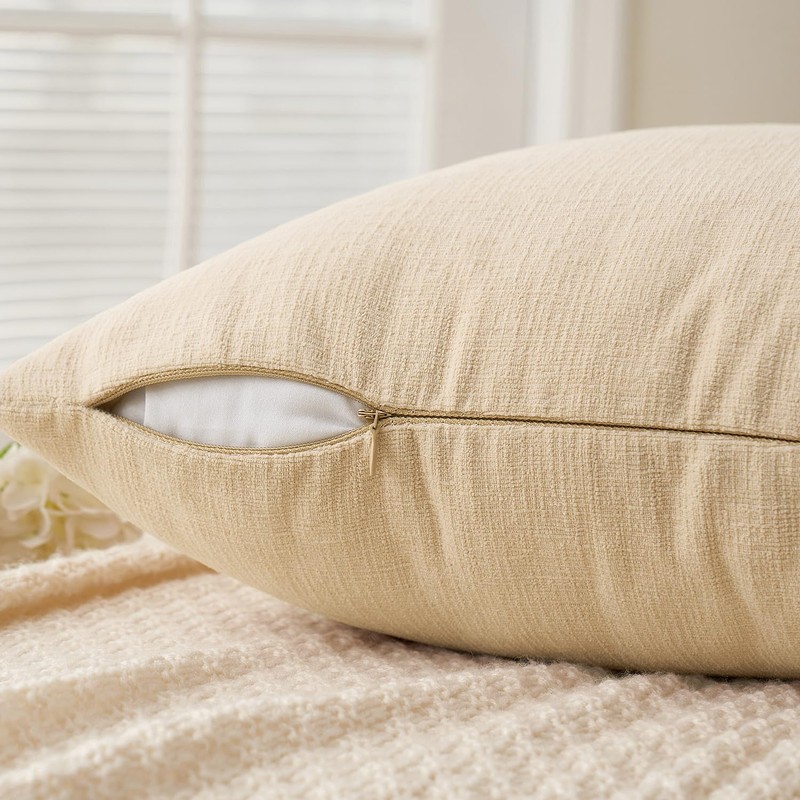 MIULEE Beige Couch Pillow Covers 12x20 Inch, Set of 2