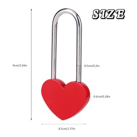 VeYocilk 2PCS 3.5" 50mm Love Lock Heart Padlock,Red Single Heart Wish Lock for Lovers Wedding, Wish Day,Anniversary,Travel,Bridge(NO Key)