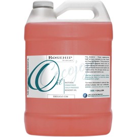 Aceite de rosa mosqueta para la cara, prensado en frío, sin refinar, 100% puro, aceite de semilla de rosa mosqueta natural en granel de 1 galón, grado terapéutico premium