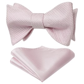 HISDERN Men's Self Tie Bow Tie with Pocket Square Set Suit Bow Tie for Men Polka Dot Animal Dot Pattern Bow Tie for Wedding Party, Pink Polka Dot-1, Unit size