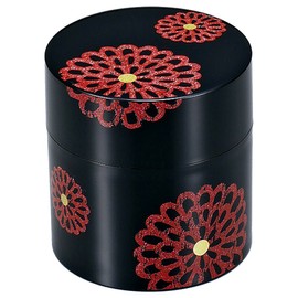 HAKOYA tea container flower black Stamped 56752
