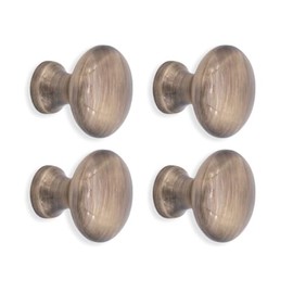 Infinity Decor Mushroom Shaped Solid Brass Round Cupboard Knob Antique Brass Pack of 4 Pull Handle 25mm – Ideal for Drawer Cabinets Doors