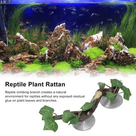 Reptile Climbing Branch, Relieve Boredom Reptile Plant Rattan Strong Suction Simulation Resin with Suction Cup for Aquarium!