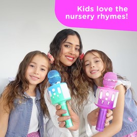 Move2Play, Kids Karaoke Microphone | Includes Bluetooth & 15 Pre-Loaded Nursery Rhymes | Birthday Gift for Girls, Boys & Toddlers | Girls Toy Ages 2, 3, 4-5, 6+ Years Old