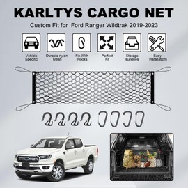 Karltys Truck Bed Cargo Net for Ford Ranger 2024 2025 2026 Accessories, Envelope Style Pickup Truck Bed Cargo Net, Elastic Heavy Duty Nylon Mesh Storage Netting Organizer