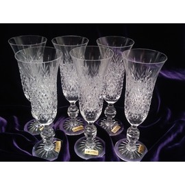 Tharaud Designs Diamond & Fan Flute Champagne - Set of 6