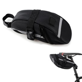 Gzcnsel Reflective Waterproof Bike Saddle Bag, Under Seat Cycling Storage Pouch with Taillight Hook, Inner Pocket for Mountain and Road Bikes - Night Riding Essential