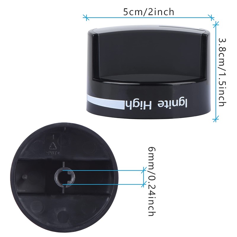 W10339442 Gas Stove Knobs, Cooktop Surface Burner Control Knobs Black