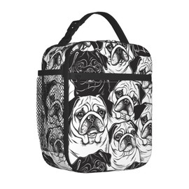 VANZEV Cute Pug Lunch Box for Adults Women Girls Boys Kids Animal Dog Lunch Box Insulated Cooler Reusable Lunch Bag Container Gifts for Work Office Picnic Travel School