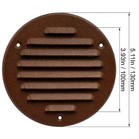 ECOPRO VENT Brown Metal 4'' Inch Round Ventilation Grille - Inside/Outside use - (Grille: 4''Ø/Cover Area: 5.25''Ø) - Air Vent Louver - Available 9 Sizes / 2 Types / 3 Colors.