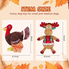 BWOGUE - Juego de juguetes para perros de pavo de Acción de Gracias, juguete de perro de pavo chirriante con papel arrugado, juguete de peluche interactivo para perros pequeños, medianos y grandes