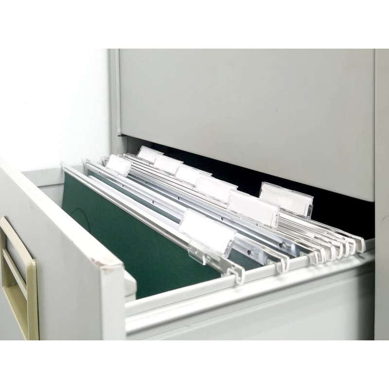 50 Suspension File Tabs and Inserts - Clear Plastic Tab