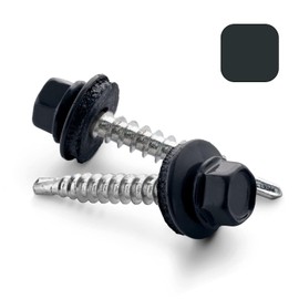 Vooxa Pack of 50 Self-Drilling Trapezoidal Tapping Screws 4.8 x 60 mm with EPDM Sealing Washer, Galvanised Steel RAL7016, Anthracite Grey, Hexagonal Head SW8