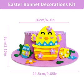 Easter Bonnet Decorations Kit,Make Your Own Easter Bonnet,Easter Bonnet Hat Making Kit, Easter Party Favors DIY Easter Crafts Handmade Pink Hat Kit for Easter Craft Supplies