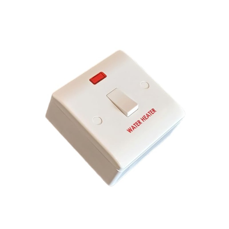Stylish Water Heater Switch, 20 Amp, 25mm Pattress Back Box,