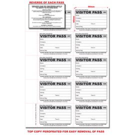 Cherry NCR Confidential Visitor Pass 90mm x 60mm Duplicate Book 300 Passes GDPR