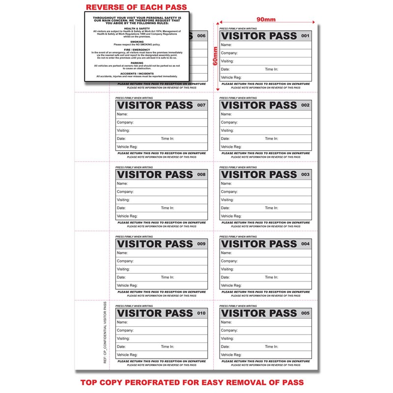 Cherry NCR Confidential Visitor Pass 90mm x 60mm Duplicate Book