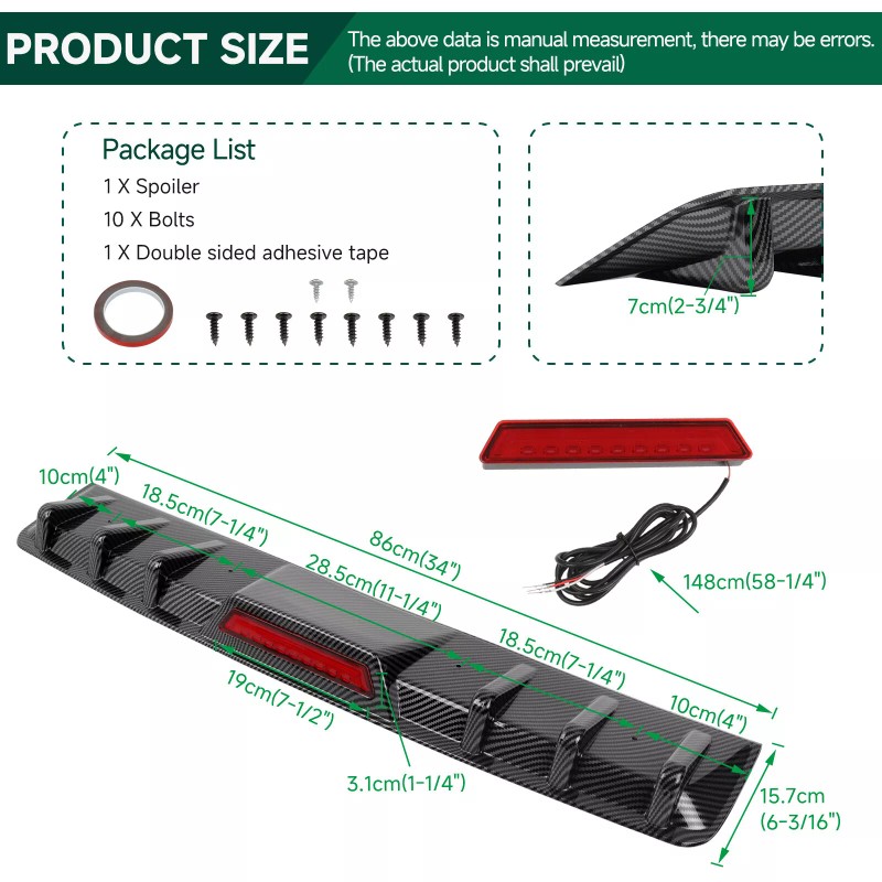 GOODFITMENT Rear Bumper Diffuser Spoiler Lip LED Tail Brake Stop