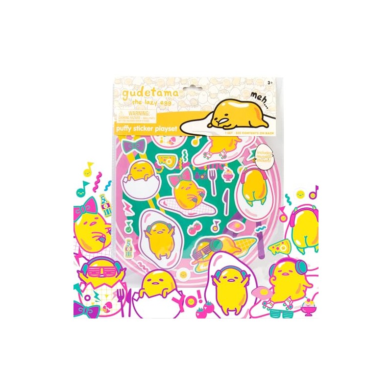 Gudetama The Lazy Egg Puffy etiqueta engomada Playset