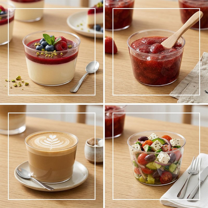 9 Pack Small Glass Dessert Bowls, 8 Oz Clear Dessert