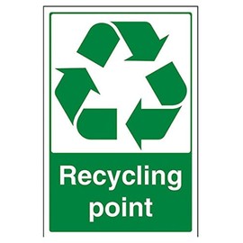 V Safety Recycling Point Sign - 200mm x 300mm - 1mm Rigid Plastic