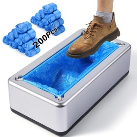 LYSHIYI Shoe Covers Dispenser with 200pcs Shoe Cover Disposable Non Slip, User-Friendly and Durable Shoe Cover Machine, Fits Size Up to 11 US Men and up, Widely Applicable in Indoor(Silver)