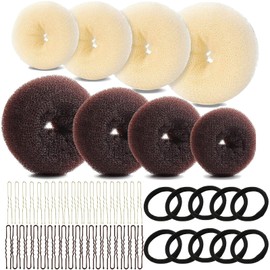 Total 58Pcs,40pcs U Shape Hair Pins And10 Black Hair Rings,8 Pcs Hair Bun Maker Bun Donut For Hair,Hair Donut For Girls Kids Women DIY Hair Styles Dancer