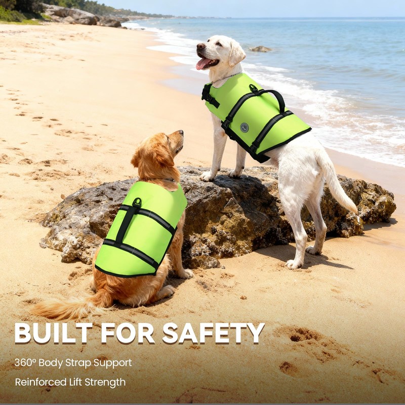 VIVAGLORY Rip Stop Dog Life Vest, Swimming Vest with Handle,