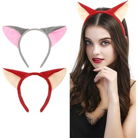 AMCAMI Fox Ears Headband 2 PCS Christmas Animal Ears Headband Fox Ears Festival Theme Party Headbands