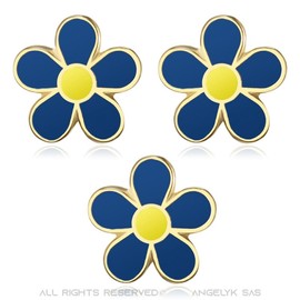 BOBIJOO JEWELRY - Lot de 3 Pins Franc-Maçon Fleur de Myosotis Enamel Bleu Yellow 12 mm Discret, Brass