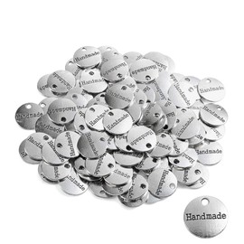 Pack of 100 Antique Handmade Metal Buttons Label Charm Pendant DIY Craft Jewellery Making Accessories Craft Decorations Handmade Clothing Accessories Decor Metal Handmade Buttons DIY Buttons