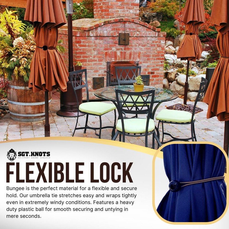 SGT KNOTS Patio Umbrella Bungee Strap Cord with Ball -